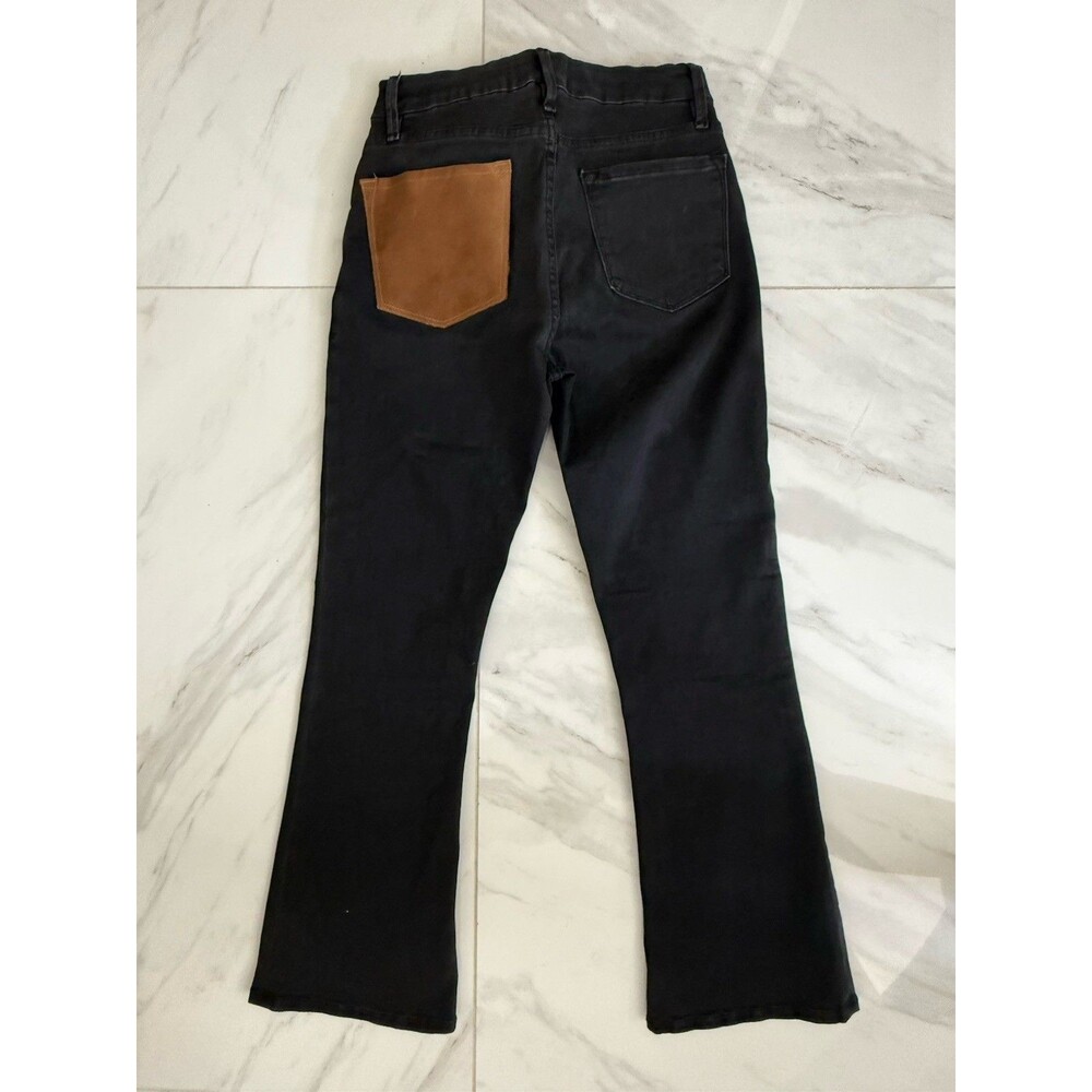 FRAME DENIM "LE MINI BOOT" JEANS PATCHWORK LEATHER Size 27 Retails $265 Gray